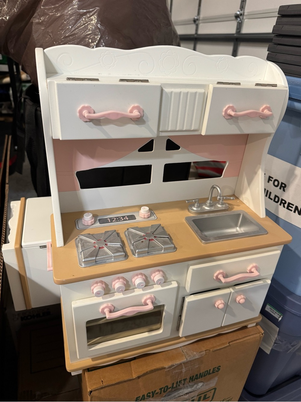 Battat White and Pink Play Kitchen Set - for dolls